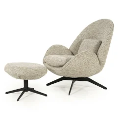 Fauteuil Ryan Met hocker Bouclé - Taupe - Loft24.nl