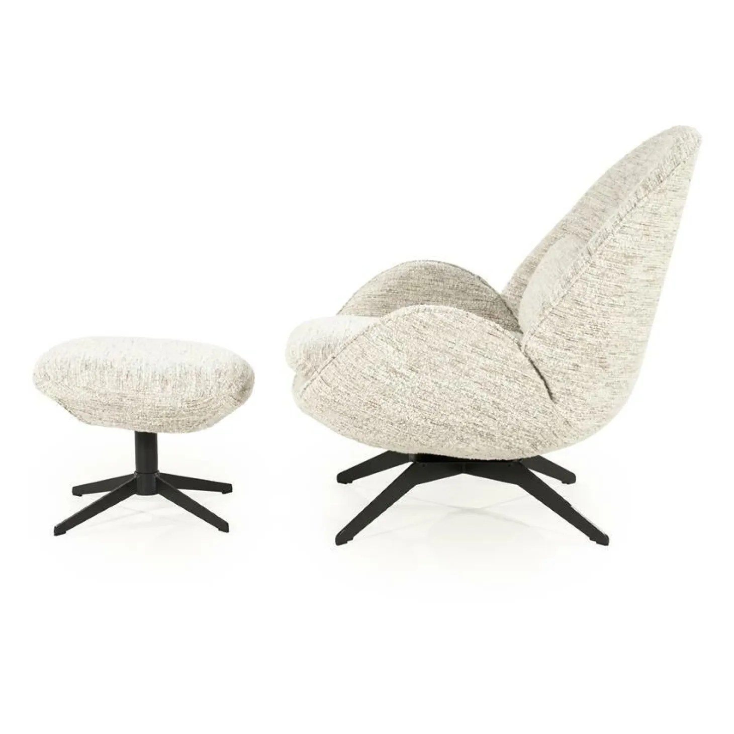 Fauteuil Ryan Met hocker Bouclé - Beige - Loft24.nl