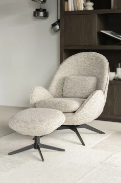 Fauteuil Ryan Met hocker Bouclé - Beige - Loft24.nl