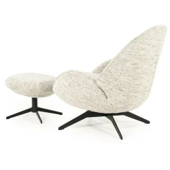 Fauteuil Ryan Met hocker Bouclé - Beige - Loft24.nl
