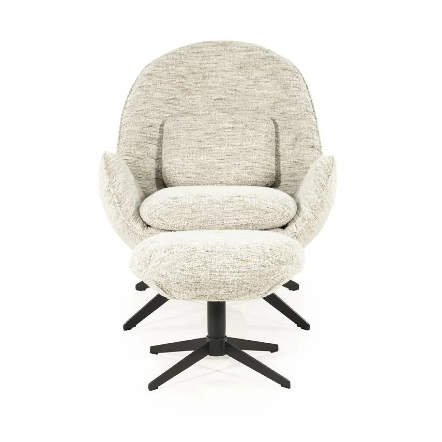 Fauteuil Ryan Met hocker Bouclé - Beige - Loft24.nl