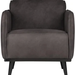 Fauteuil Statement met armleuning PU leder - Donkergrijs - Loft24.nl