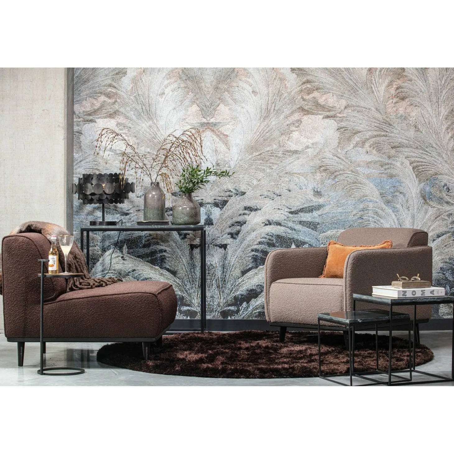 Fauteuil Statement met armleuning Bouclé - Nougat - Loft24.nl