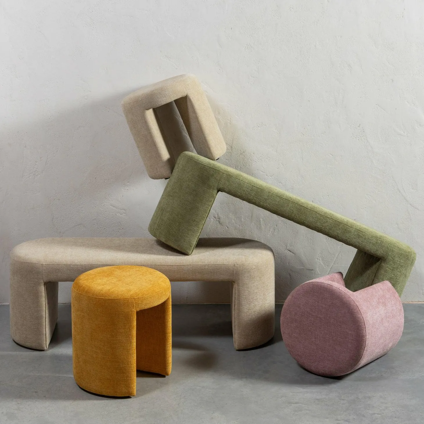 Halbank Jacob Chenille - Naturel - Loft24.nl