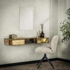 Hangend Bureau Brass 123 cm met 2 laden - Loft24.nl