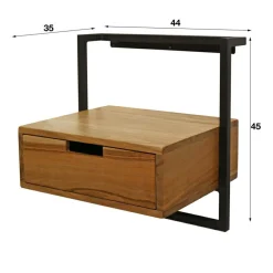 Hangend Nachtkastje Air Solid Acaciahout met 1 lade - Loft24.nl