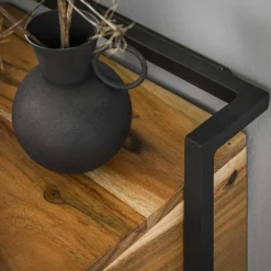 Hangend Nachtkastje Air Solid Acaciahout met 1 lade en open vak - Loft24.nl