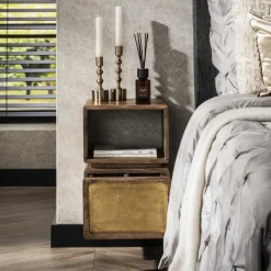 Hangend Nachtkastje Brass 30 cm Met 1 lade - Loft24.nl