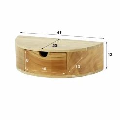 Hangend Nachtkastje Curve Acaciahout met 1 lade - Loft24.nl