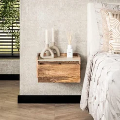 Hangend Nachtkastje Nuovo Travertin Met 1 lade - Loft24.nl