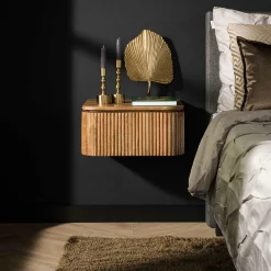 Hangend Nachtkastje Wave Mangohout met 1 lade - Loft24.nl