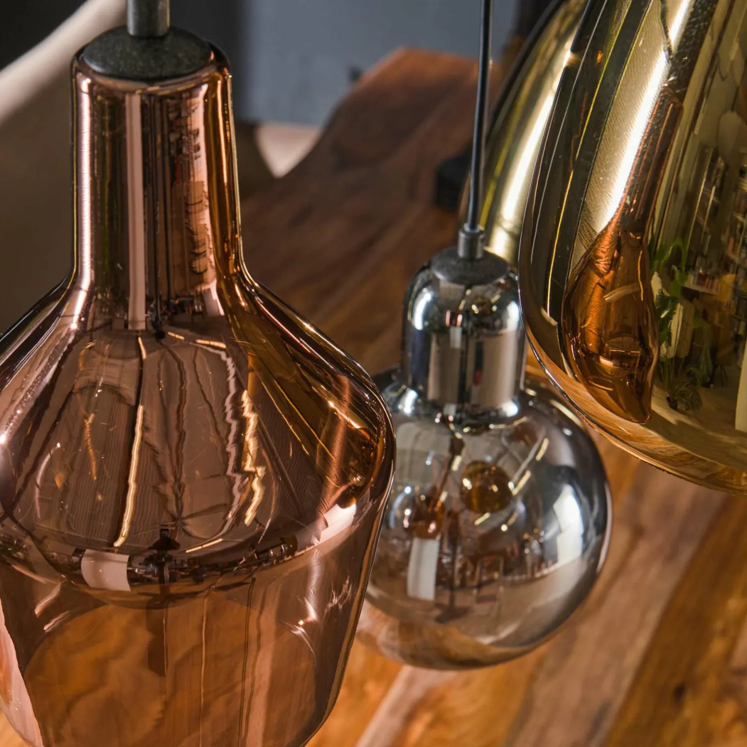 Hanglamp 3+3 mix glass tricolore - Loft24.nl