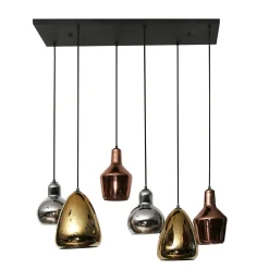 Hanglamp 3+3 mix glass tricolore - Loft24.nl