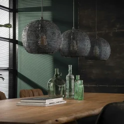 Hanglamp Armor Half Rond Zwart Bruin - 3 lampen - Loft24.nl