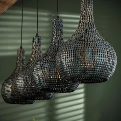 Hanglamp Armor Kegel Zwart Bruin - 4 lampen - Loft24.nl