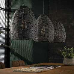 Hanglamp Armor Ovaal Zwart Bruin - 3 lampen - Loft24.nl