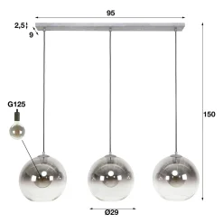 Hanglamp Bubble Shaded met 3 smoked glas bollen - Loft24.nl