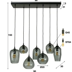 Hanglamp Hexagon Mix met 7 lampen Smoke Grey (Showmodel) - Loft24.nl