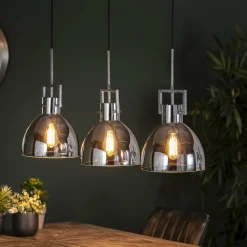Hanglamp Industry Chromed glass 3 lampen - Loft24.nl
