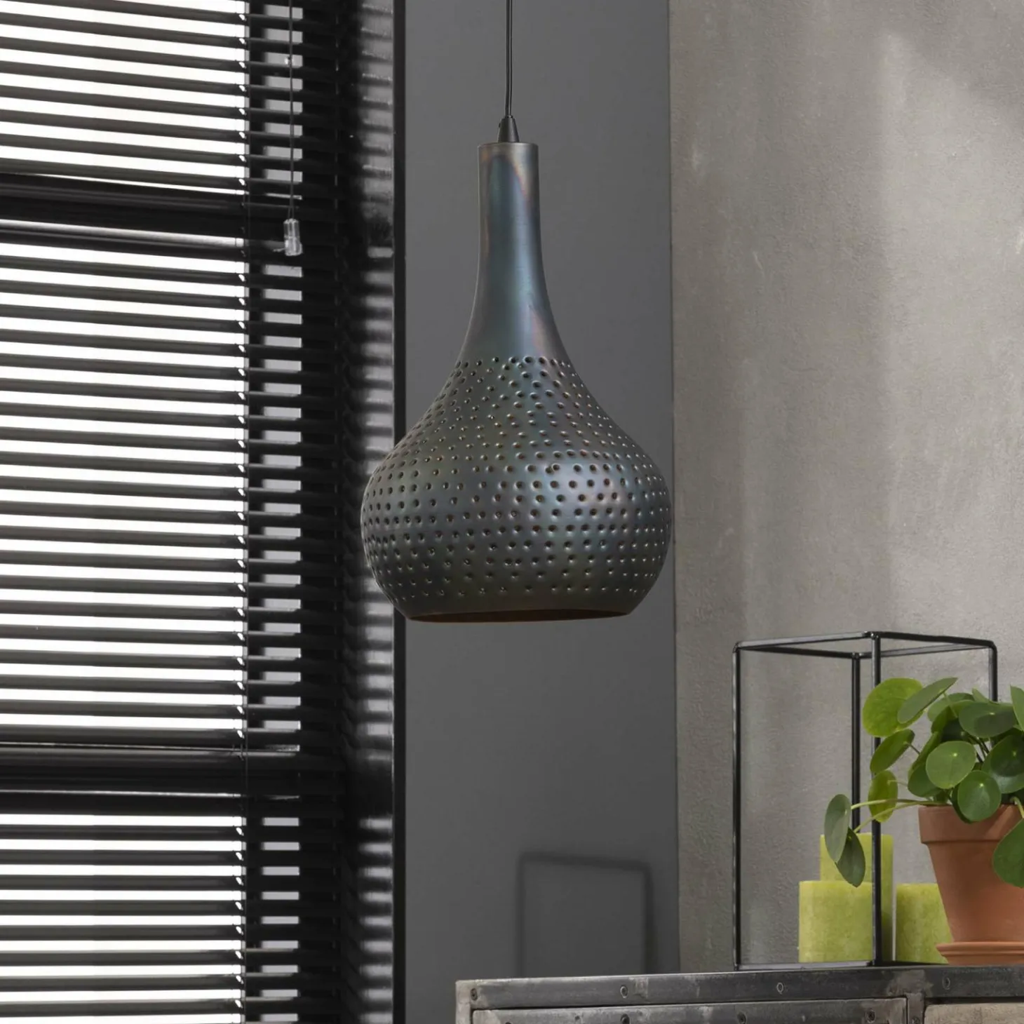 Hanglamp Industry Concrete Zwart Bruin - 1 lamp - Loft24.nl