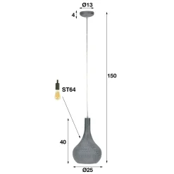 Hanglamp Industry Concrete Zwart Bruin - 1 lamp - Loft24.nl