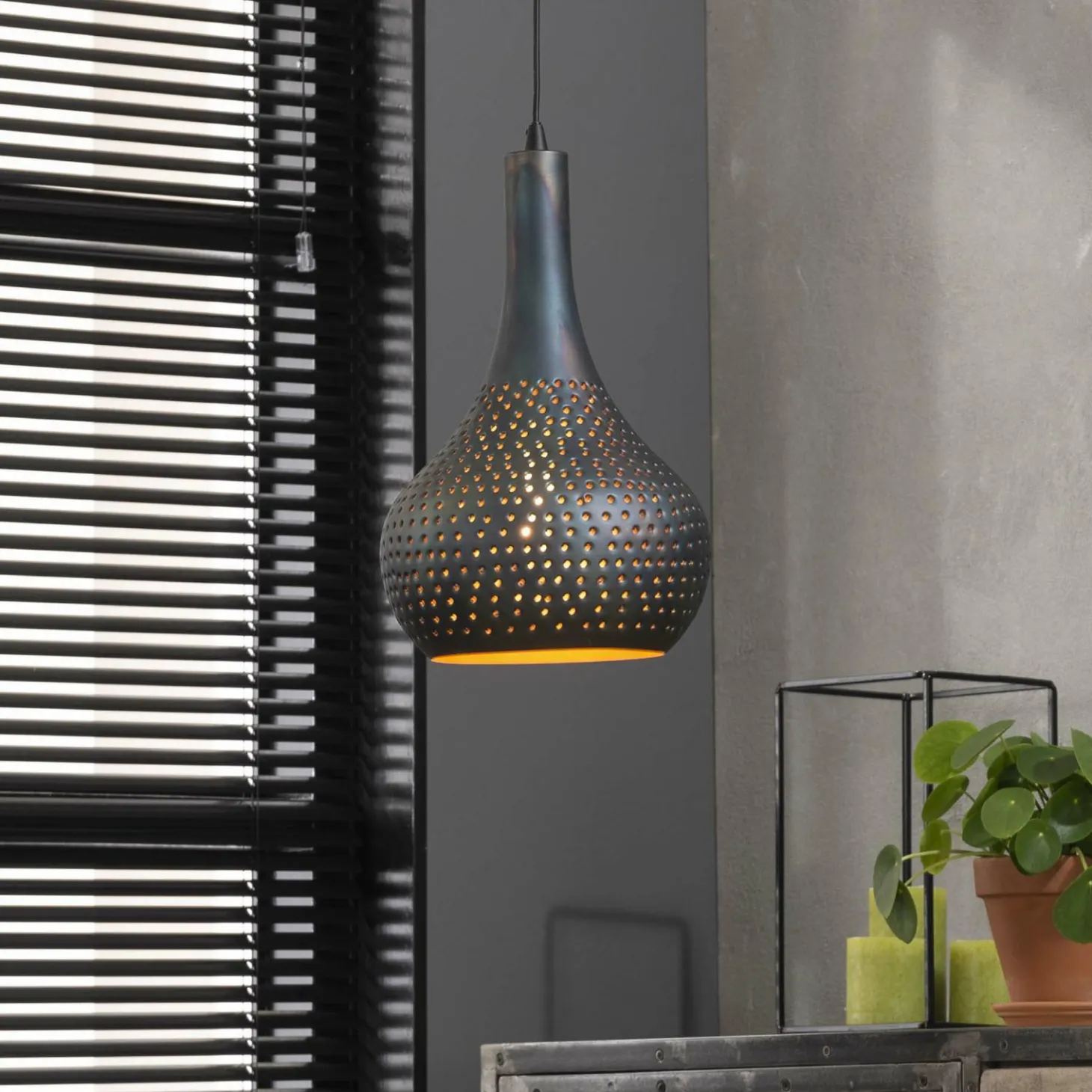Hanglamp Industry Concrete Zwart Bruin - 1 lamp - Loft24.nl