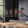 Hanglamp 4L getint glas-geperforeerd staal - Loft24.nl