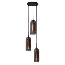 Hanglamp 3L Getrapt Getint Glas-Geperforeerd Staal - Loft24.nl