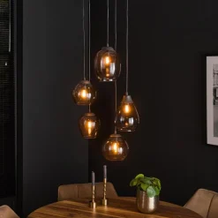 Hanglamp 5L Mix Getrapt - Amber - Loft24.nl