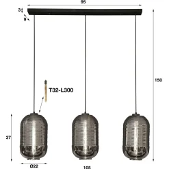 Hanglamp 3L tub chromed glass - Loft24.nl