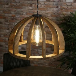 Hanglamp Launch Gebogen Spijlen Mangohout - 1 lamp - Loft24.nl