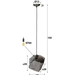 Hanglamp Rock 1 lamp Chromed Glass - Loft24.nl