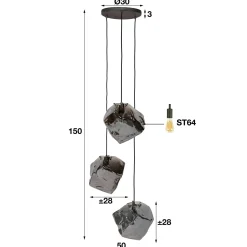 Hanglamp Rock Getrapt met 3 lampen Chromed Glass - Loft24.nl