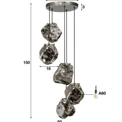 Hanglamp Rock Getrapt met 5 lampen Chromed Glass - Loft24.nl