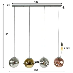 Hanglamp Stellar met 4 lampen - Ø25 cm - Loft24.nl