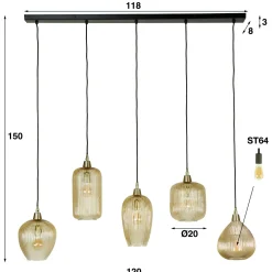 Hanglamp Stripe Glas - Mix 5 lampen - Loft24.nl
