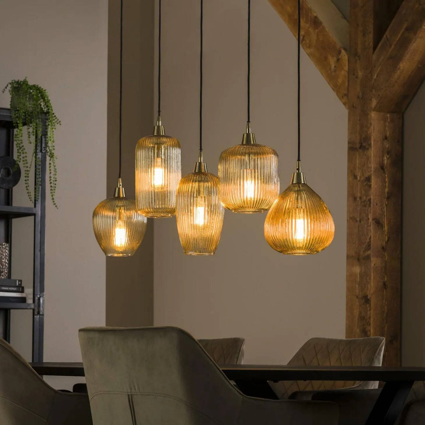 Hanglamp Stripe Glas - Mix 5 lampen - Loft24.nl