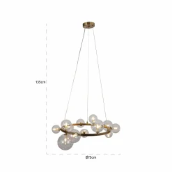 Hanglamp Yosie 13-lamps kleur Brushed Gold - Loft24.nl