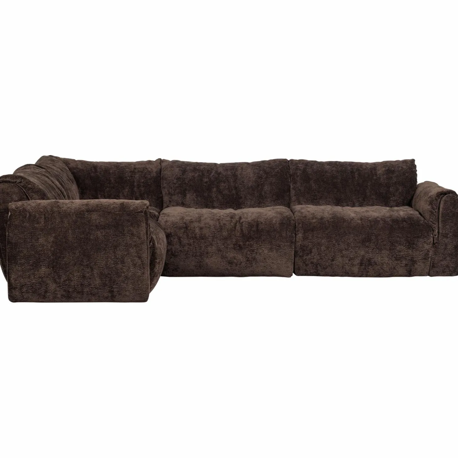 Hoekbank Baggy 3D chenille - Donkerbruin (links) - Loft24.nl