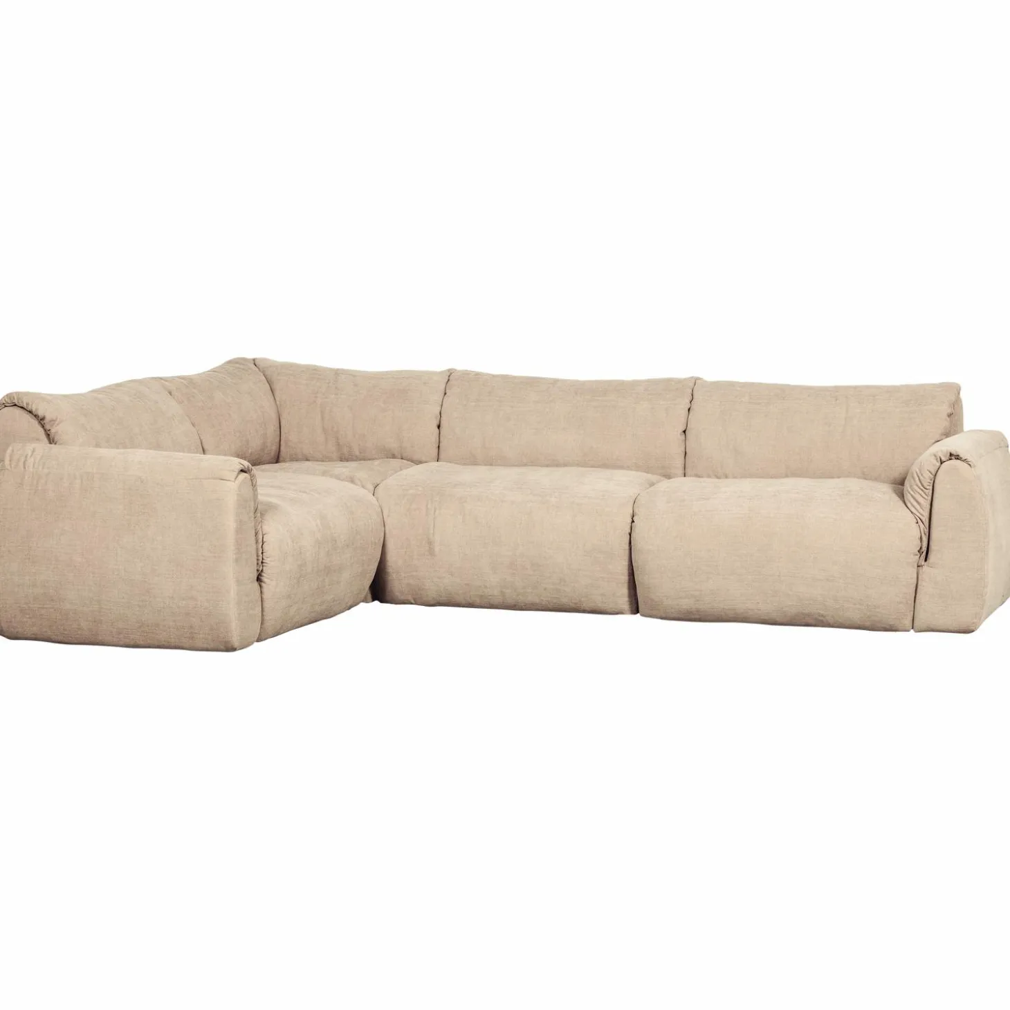 Hoekbank Baggy geweven chenille - Zand (links) - Loft24.nl