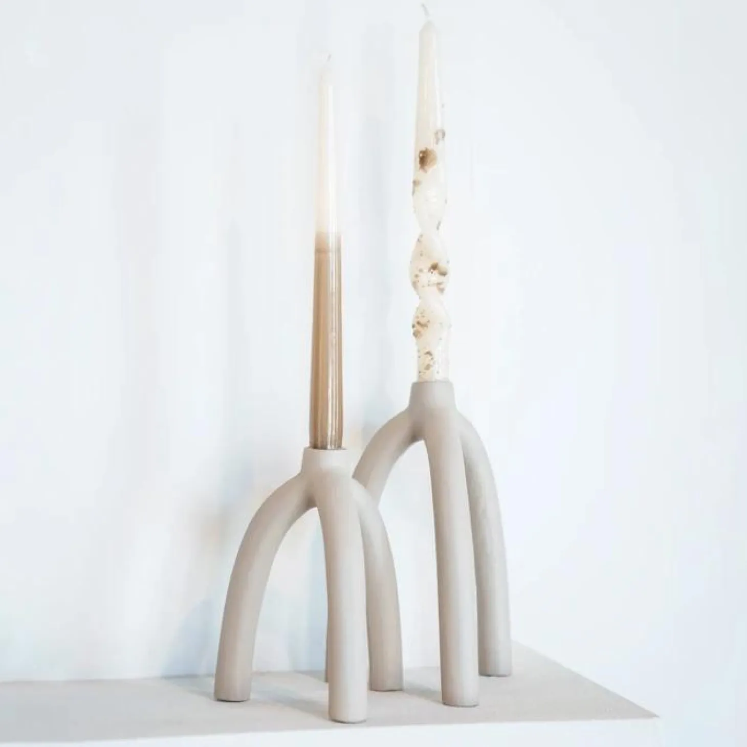 Kaarsenhouder Twig Off white - 16 cm - Loft24.nl