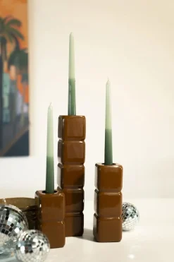 Kaarshouder Cube set van 3 stuks - Mustard - Loft24.nl