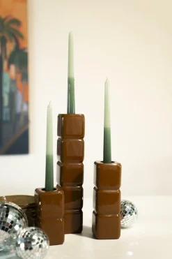 Kaarshouder Cube set van 3 stuks - Mustard - Loft24.nl