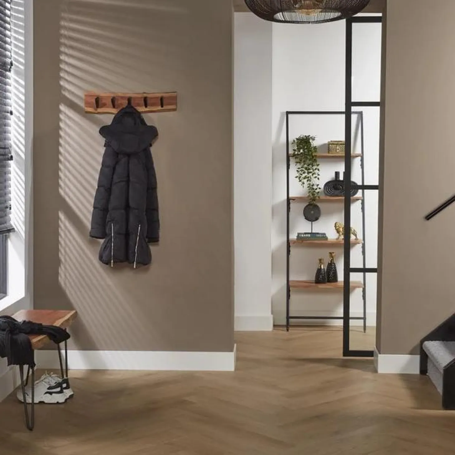 Kapstok Edge Acaciahout met 5 haken - Loft24.nl