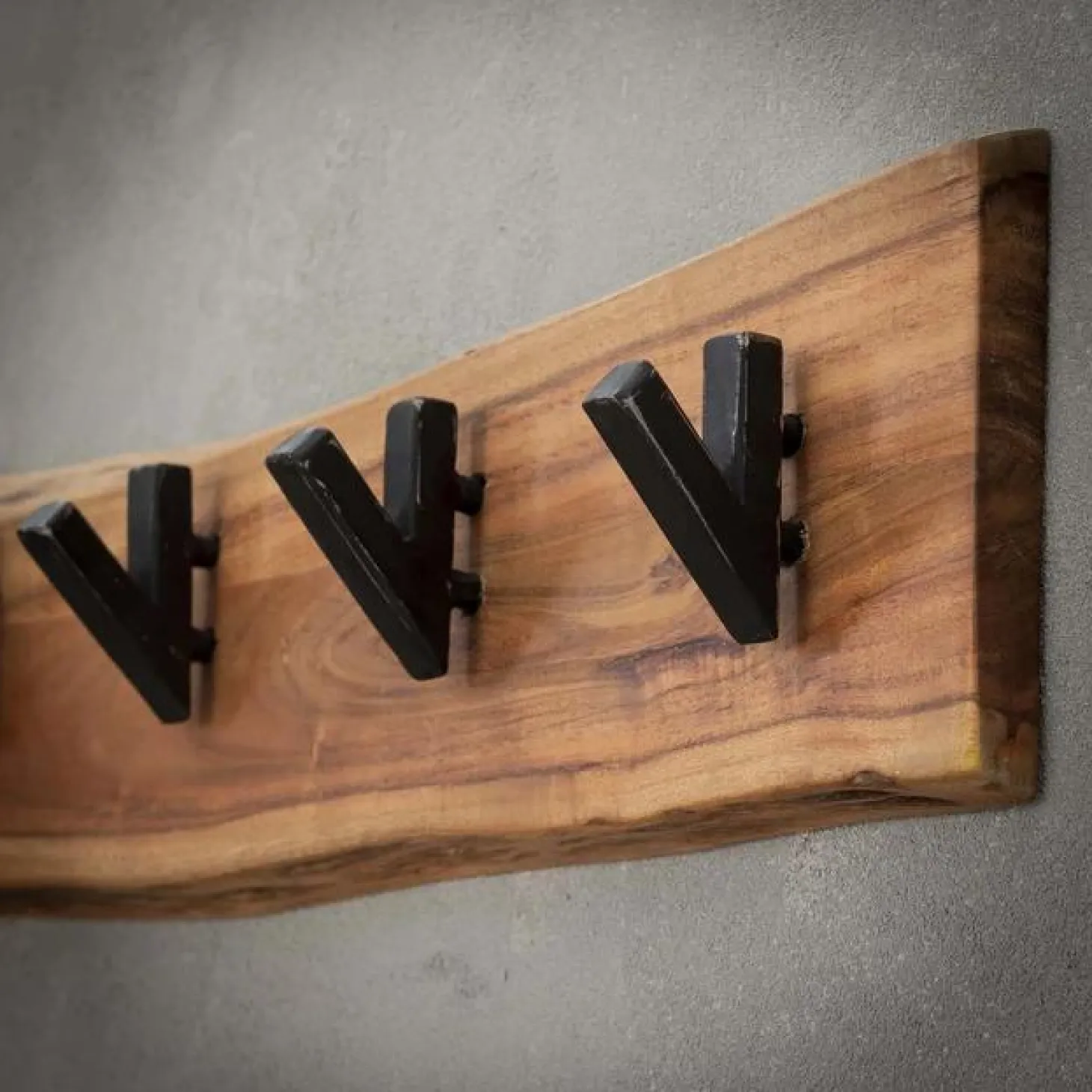 Kapstok Edge Acaciahout met 5 haken - Loft24.nl