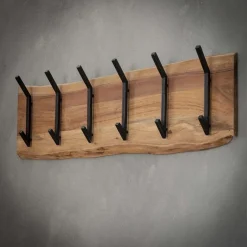 Kapstok Edge Massief Acaciahout met 6 haken en Roede - Loft24.nl