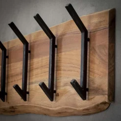 Kapstok Edge Massief Acaciahout met 6 haken en Roede - Loft24.nl
