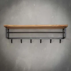 Kapstok Edge Massief Acaciahout met 6 haken en Roede - Loft24.nl