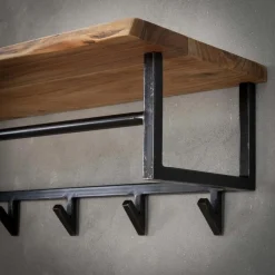 Kapstok Edge Massief Acaciahout met 6 haken en Roede - Loft24.nl