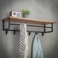 Kapstok Edge Massief Acaciahout met 6 haken en Roede - Loft24.nl